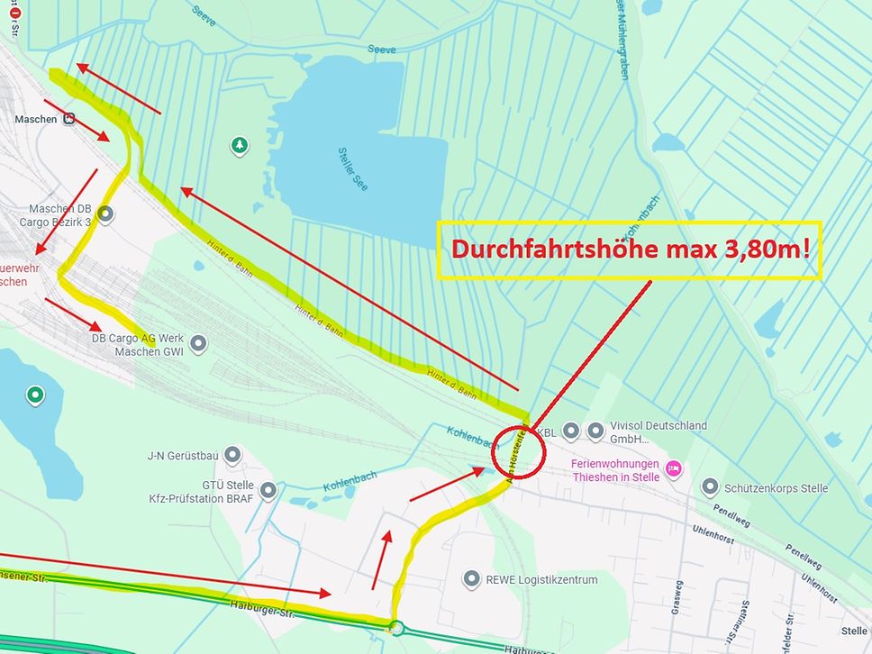 Umleitung 1 Decatur Brücke bis Höhe 3,80m