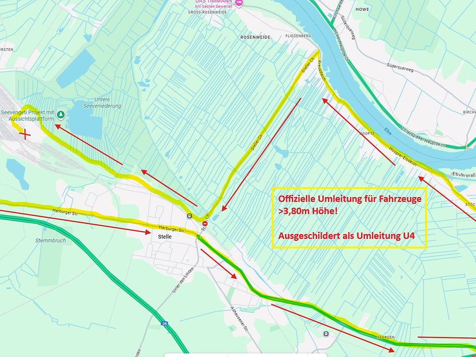 Umleitung 2 (U4) Decatur Brücke größer Höhe 3,80m