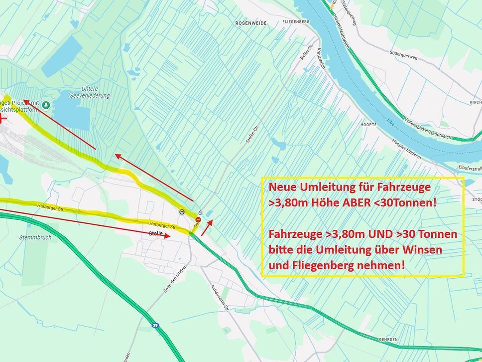 Umleitung Decatur Brücke größer Höhe 3,80m kleiner 30t